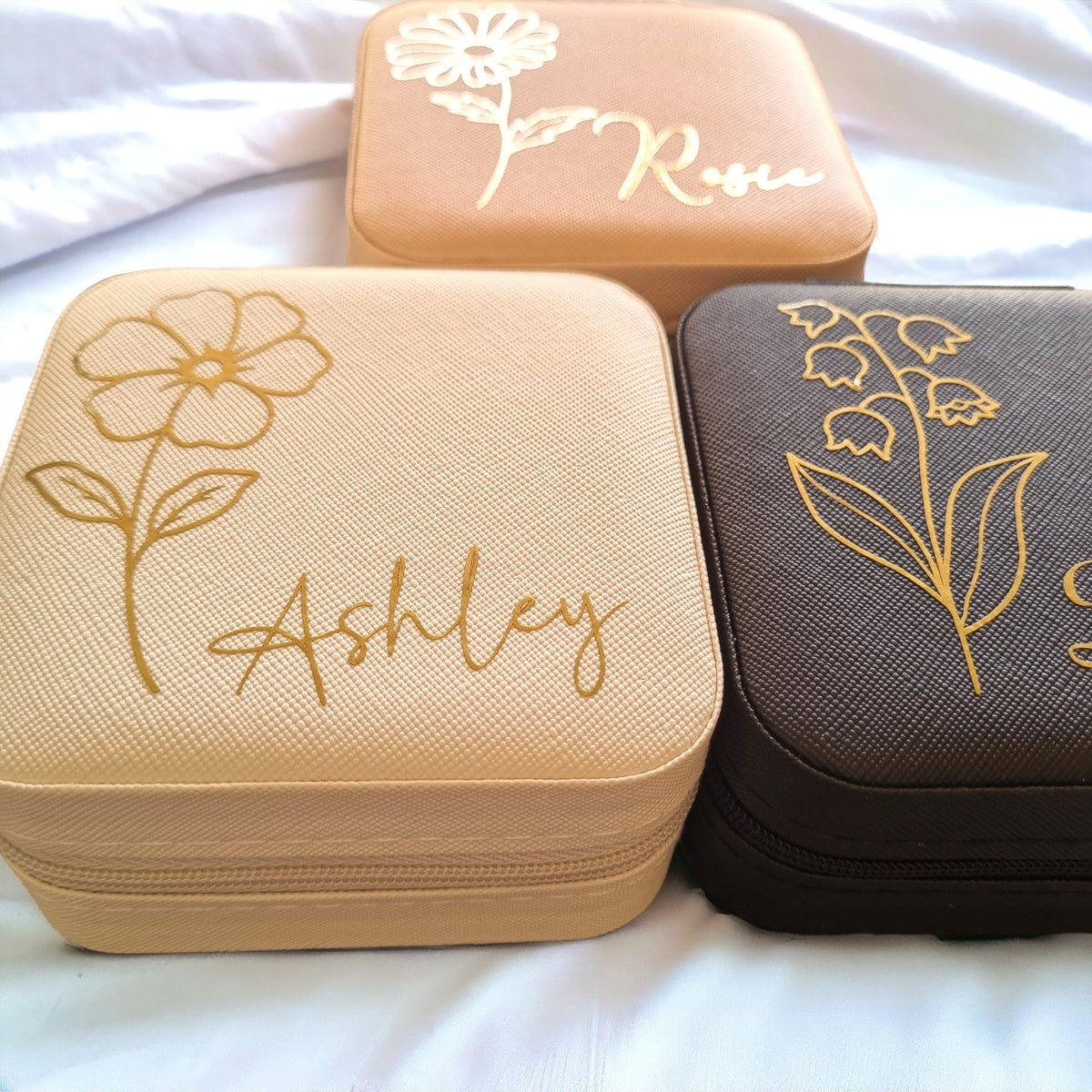 Personalized Mini Birth month Flower Jewelry Box