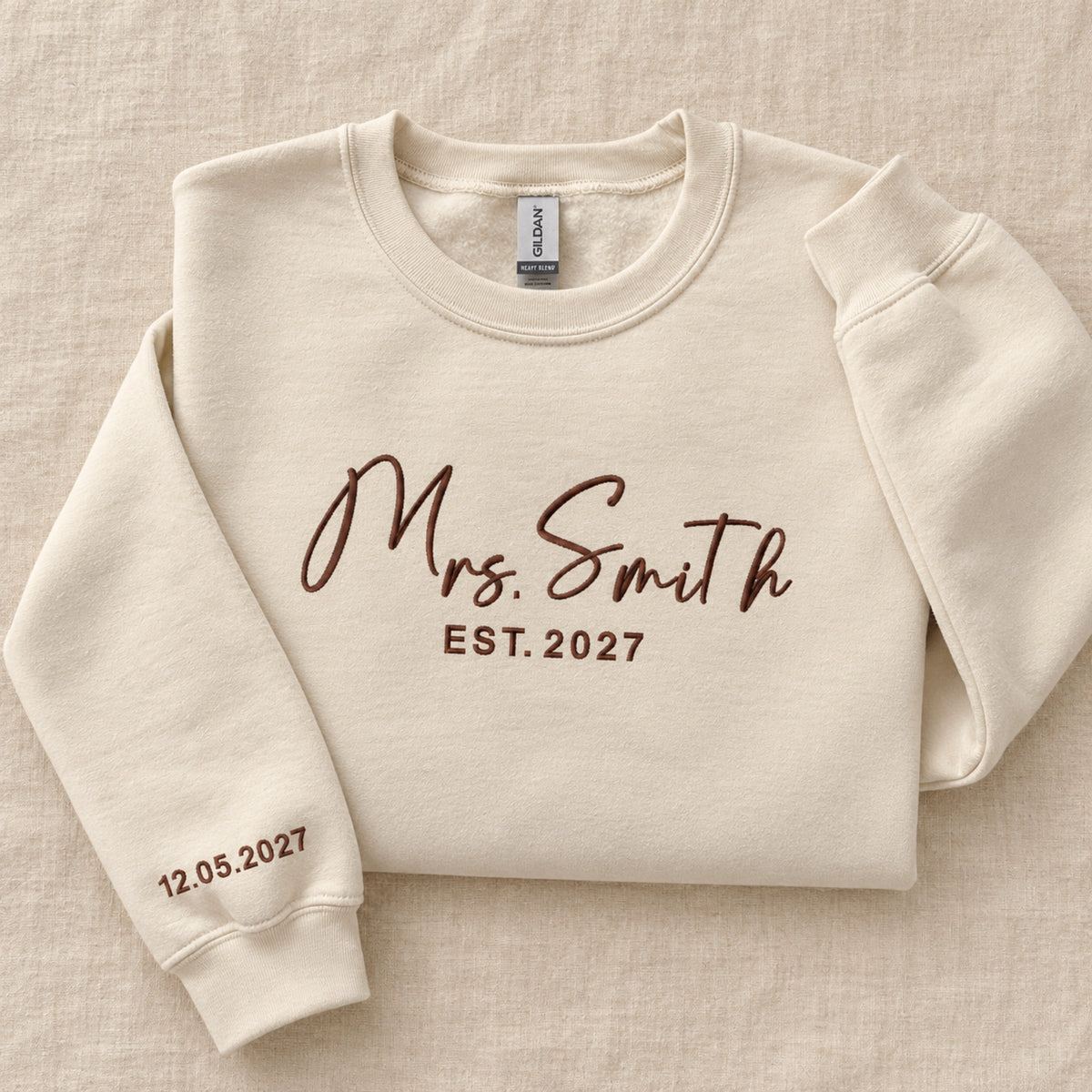 Personalised Mrs Surname Embroidered Bridal Jumper