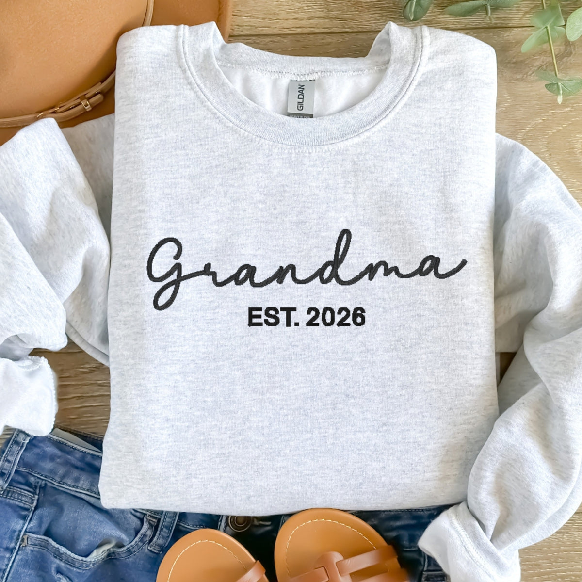Embroidered Script Grandma Jumper with EST Year