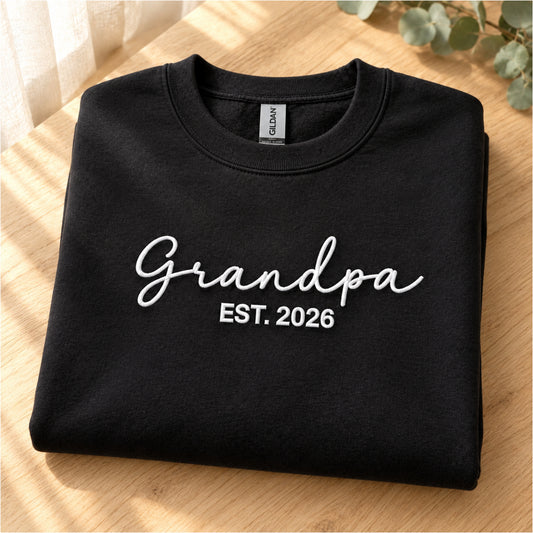Embroidered Script Grandpa Jumper with EST Year.
