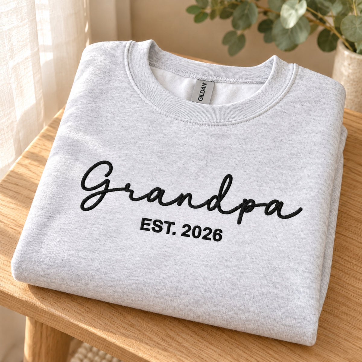 Embroidered Script Grandpa Jumper with EST Year.