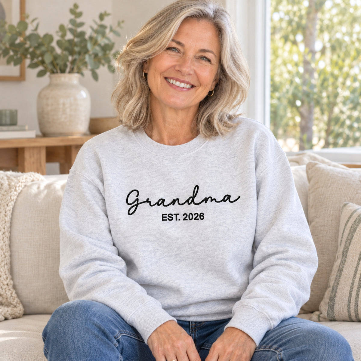 Embroidered Script Grandma Jumper with EST Year