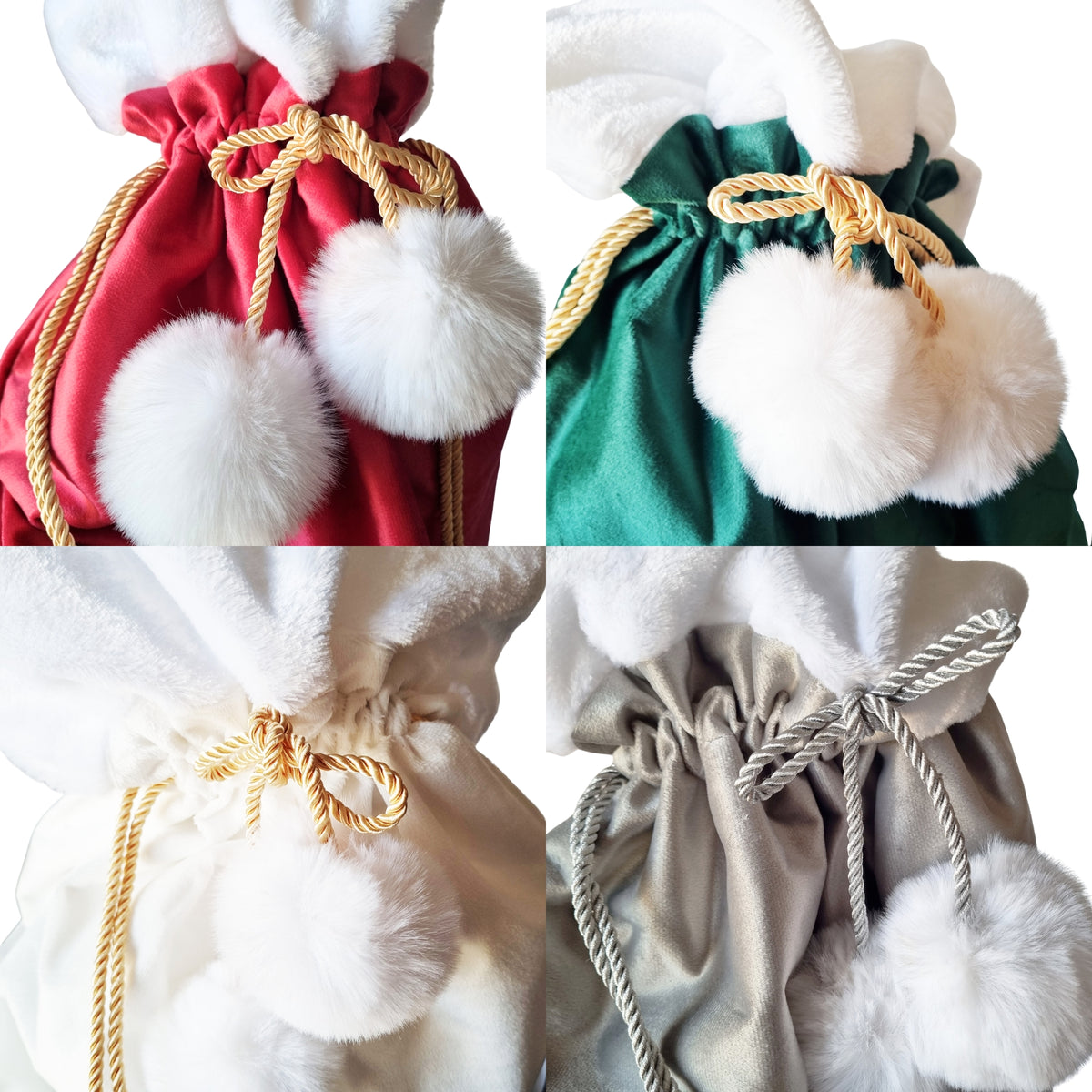 Luxury Velvet Santa Sack with Pom-Poms