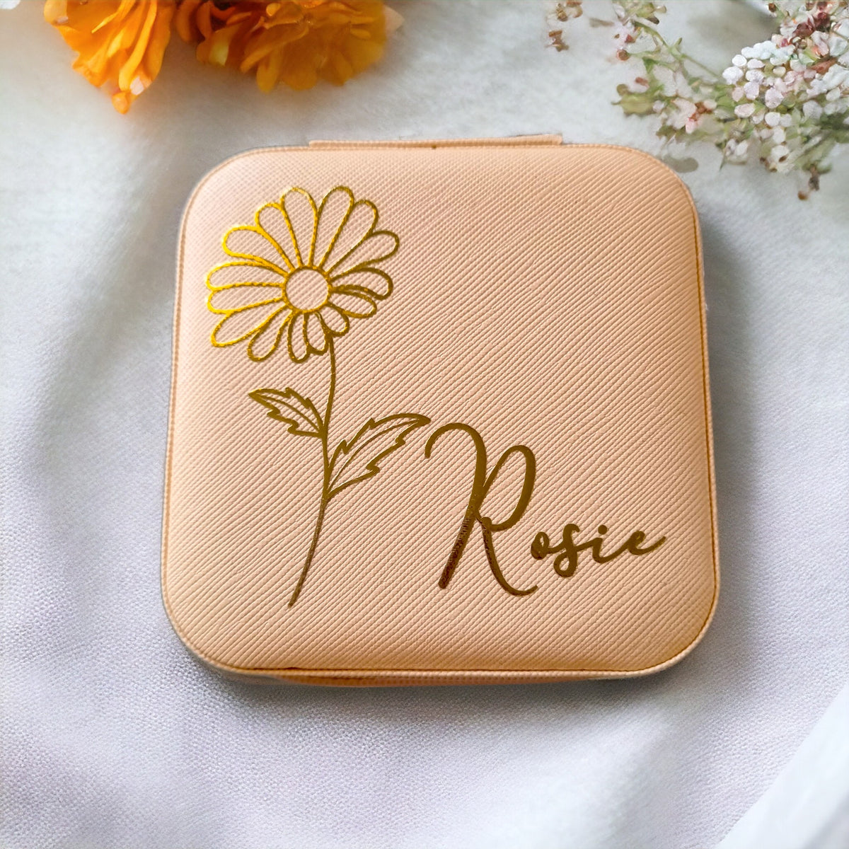 Personalized Mini Birth month Flower Jewelry Box