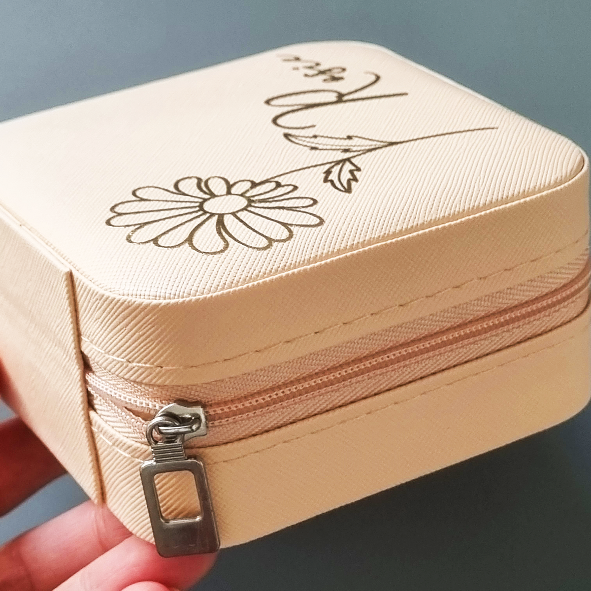 Personalized Mini Birth month Flower Jewelry Box
