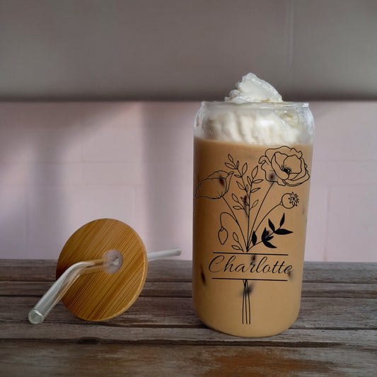 Personalised Birth Flower Glass Tumbler