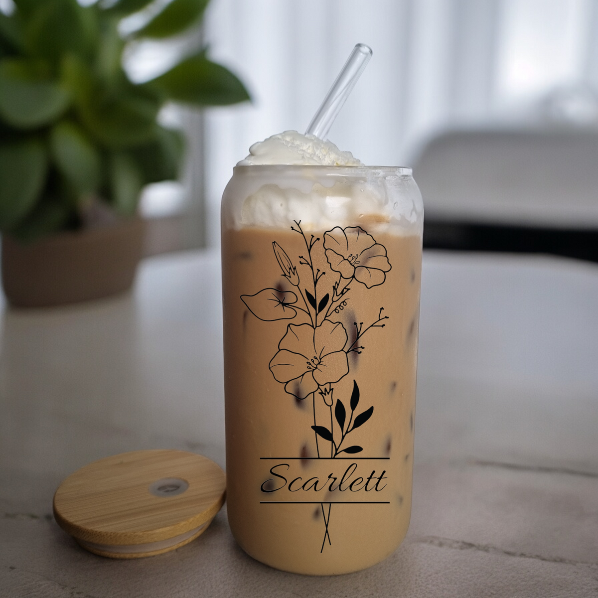 Personalised Birth Flower Glass Tumbler