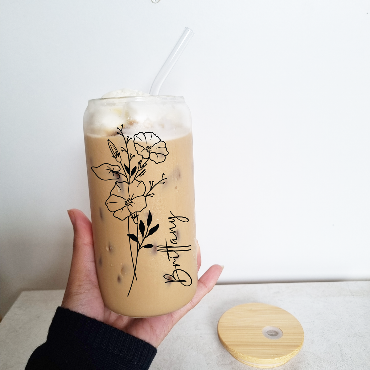Personalised Birth Month Flower Glass Can