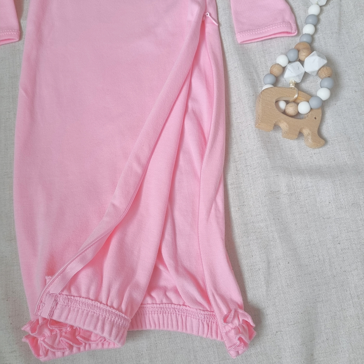 Personalised Ruffle Baby Gown Set with Hidden Zipper.(Gown+Hat)