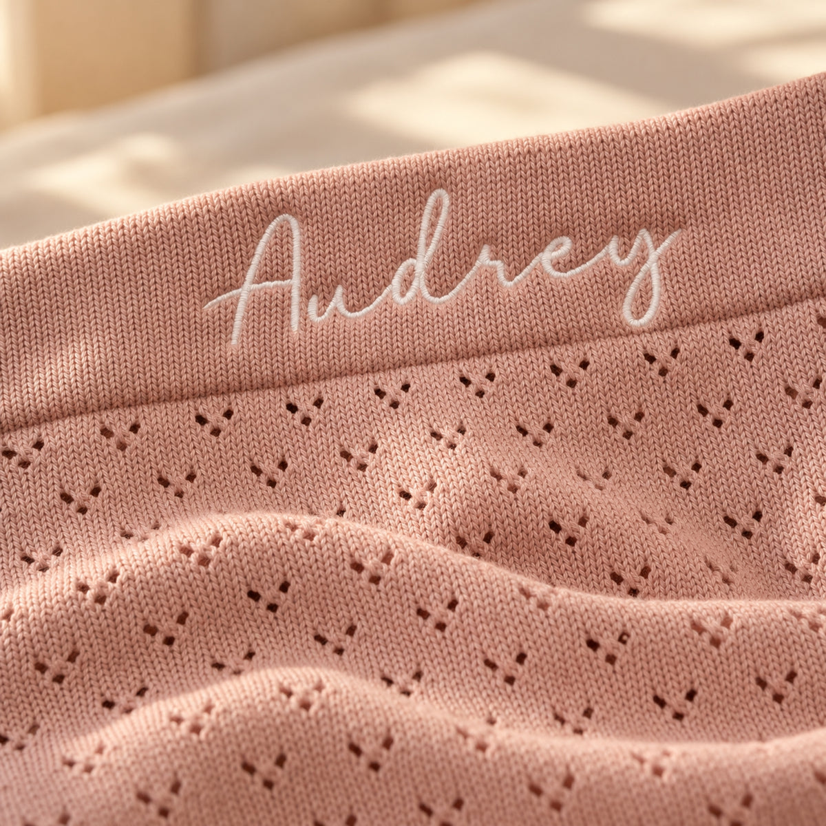 Personalised Pointelle Cotton Baby Blanket