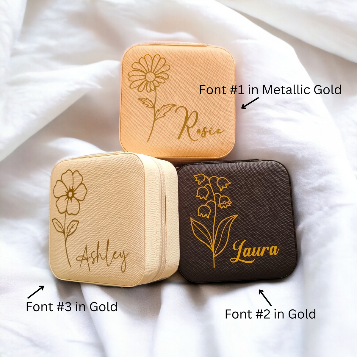 Personalized Mini Birth month Flower Jewelry Box