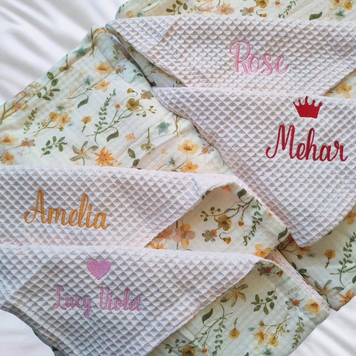 Personalised Reversible Muslin Waffle Baby Blanket