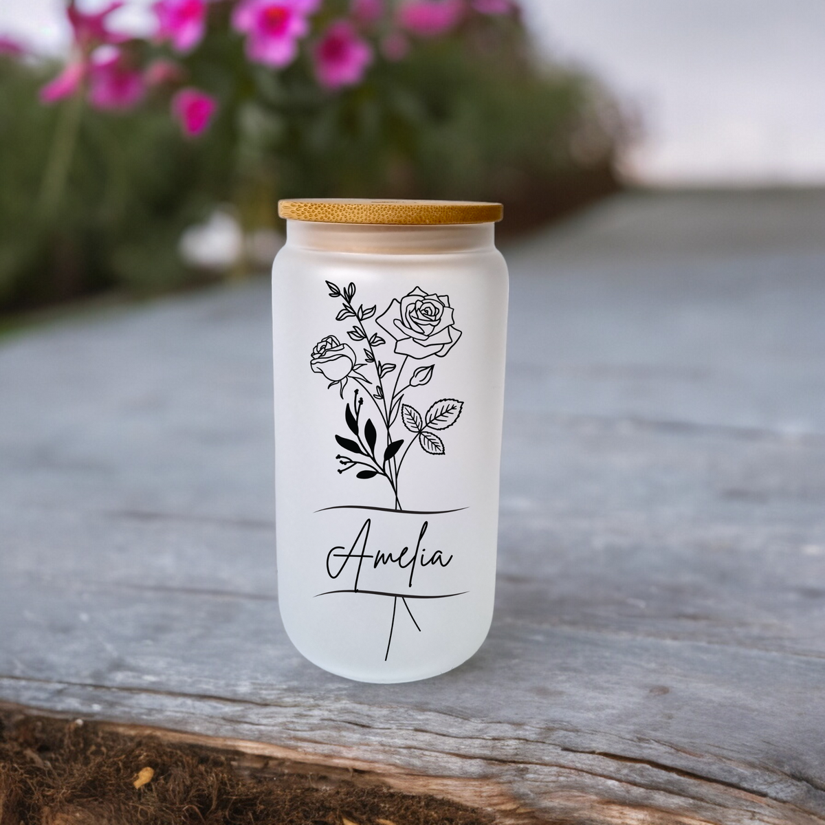 Custom Birth Month Flower Iced Coffee Cup