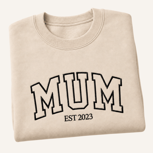 Personalised Varsity MUM Jumper with EST Year