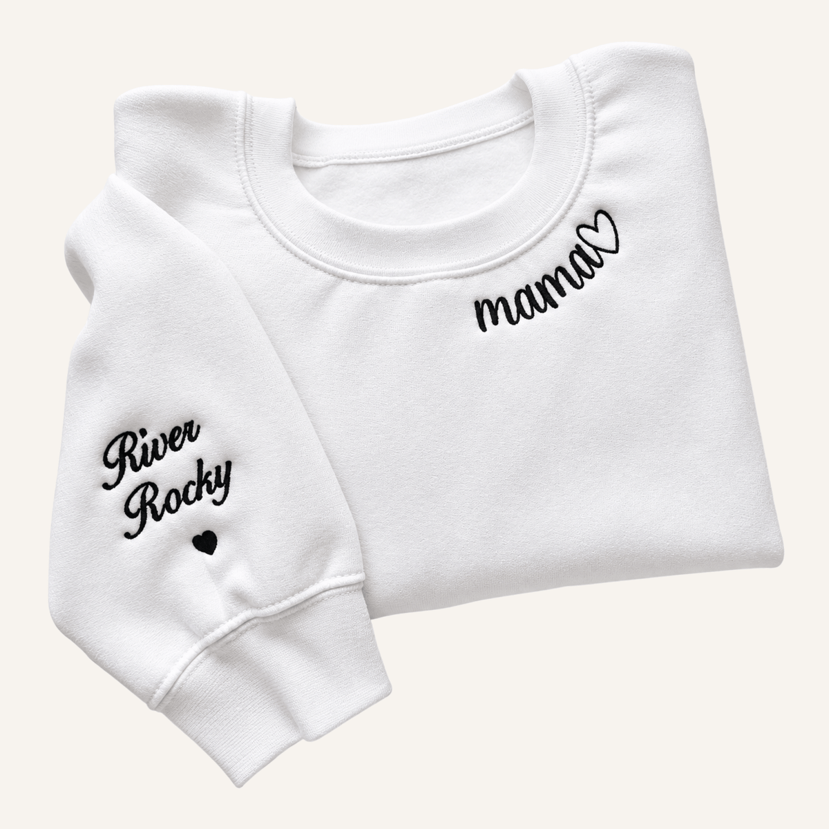 Personalised Mama Neckline Jumper with Heart & Names