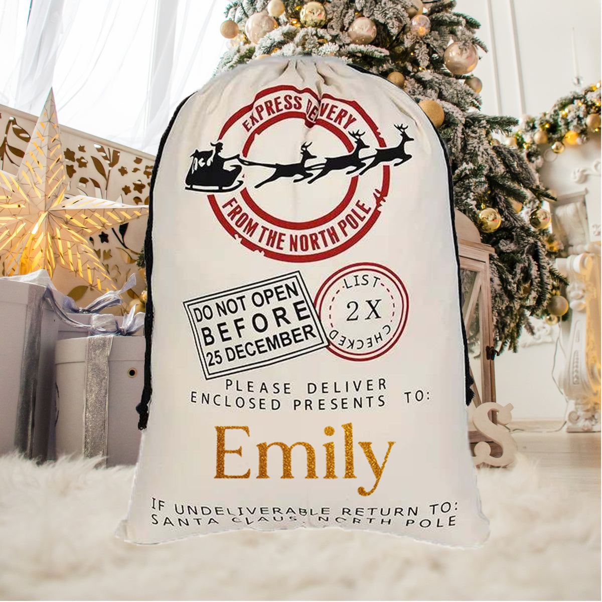 Personalised Large Canvas Santa Sack