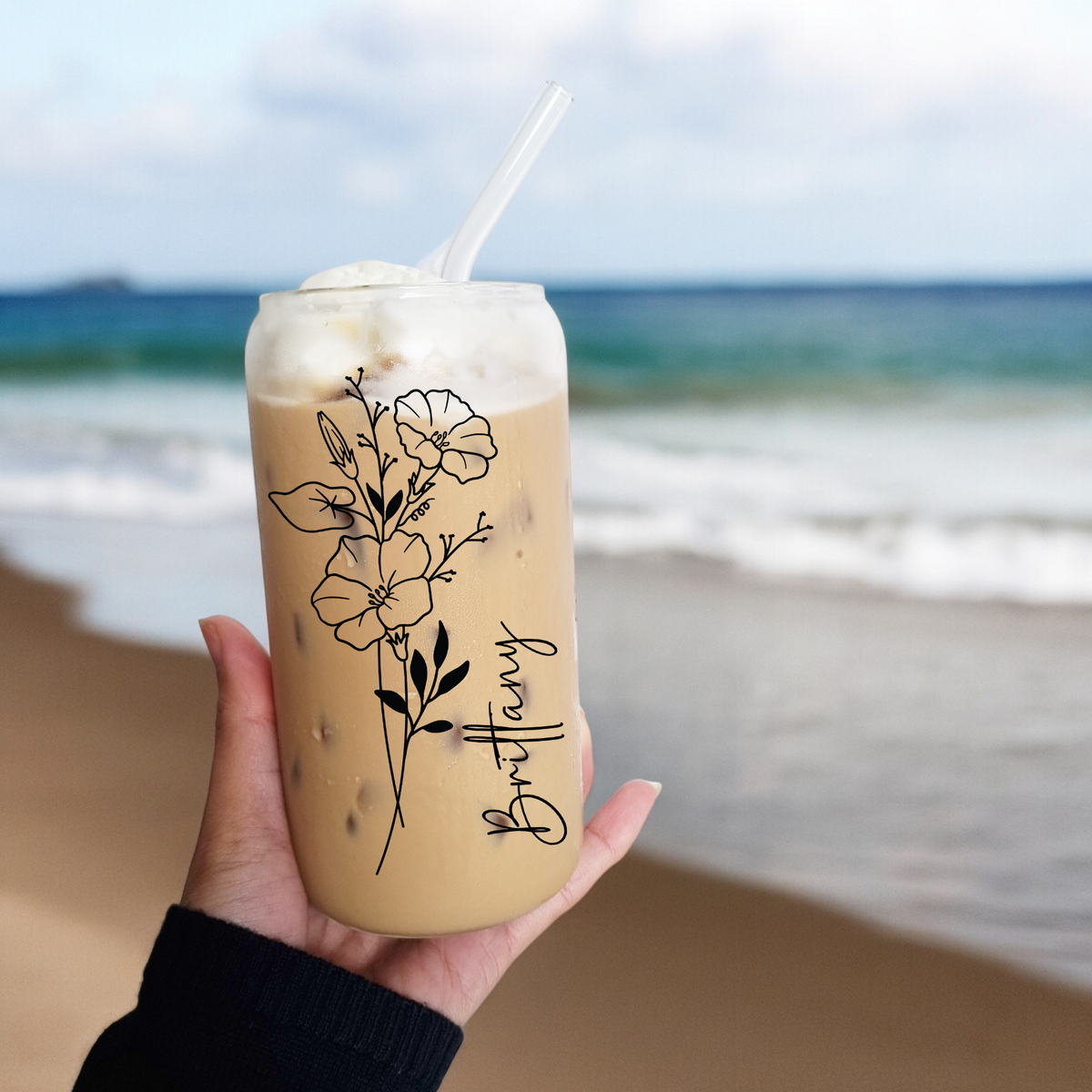 Personalised Birth Month Flower Glass Can