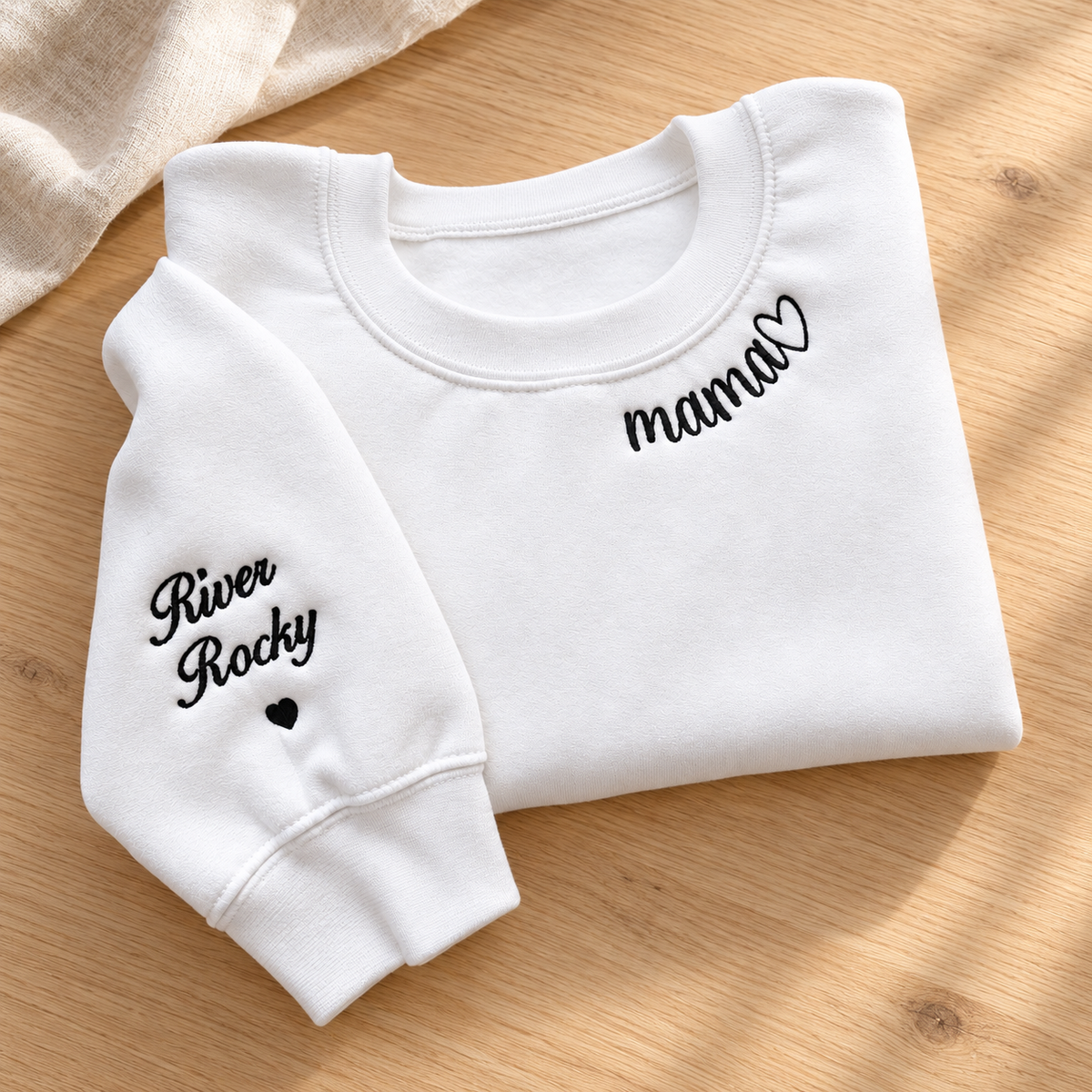 Personalised Mama Neckline Jumper with Heart & Names