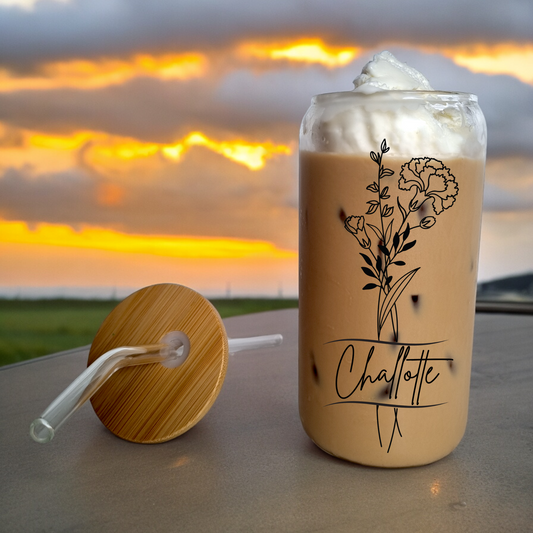 Custom Birth Month Flower Iced Coffee Cup